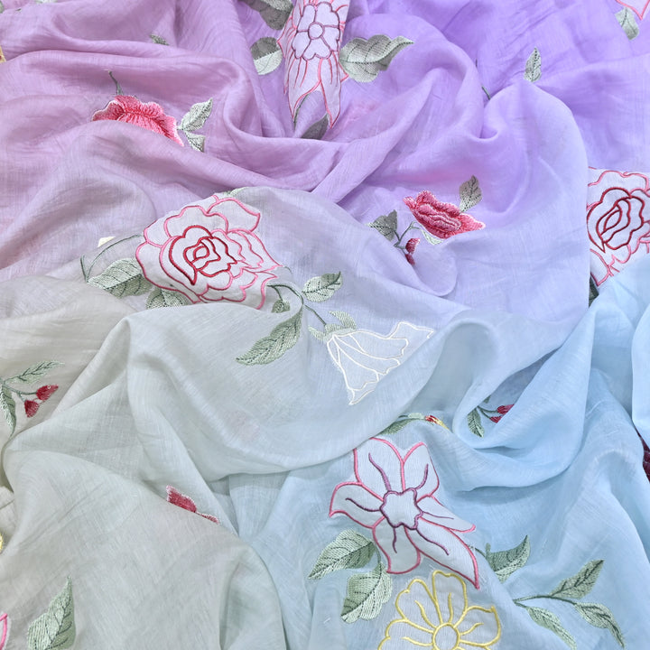 Shaded Mul Chanderi Thread Embroidery Fabric GP4327-3