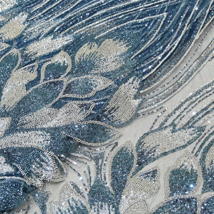 Imported Heavy Sequin & Bead Embroidery Fabric | AF6808-04