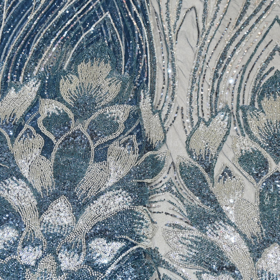 Imported Heavy Sequin & Bead Embroidery Fabric | AF6808-04