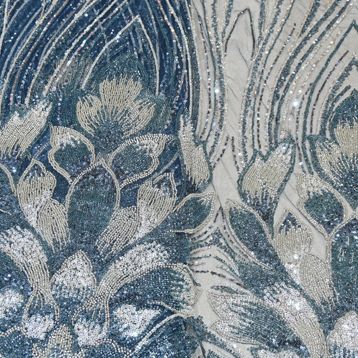 Imported Heavy Sequin & Bead Embroidery Fabric | AF6808-04