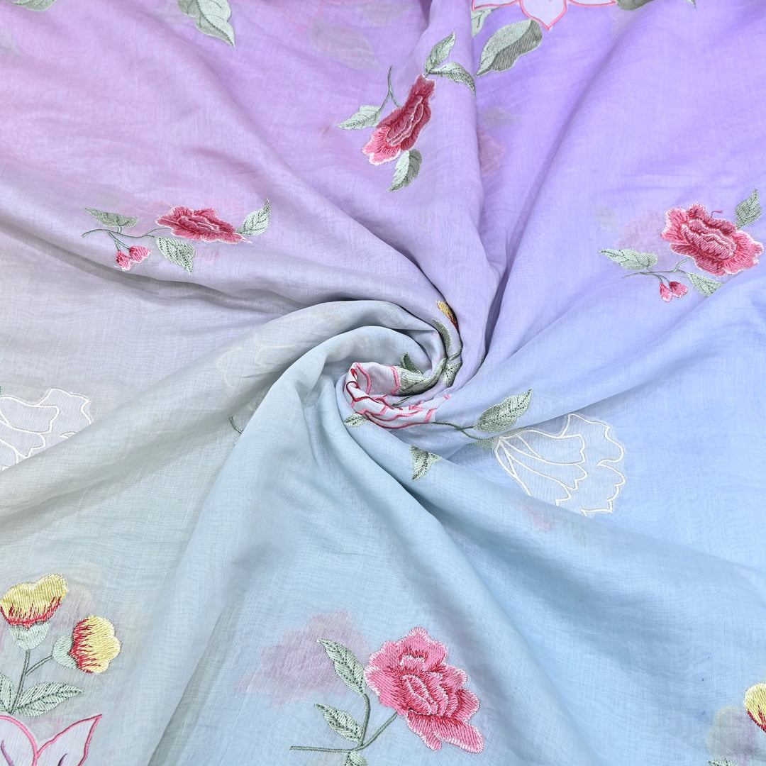 Shaded Mul Chanderi Thread Embroidery Fabric GP4327-3