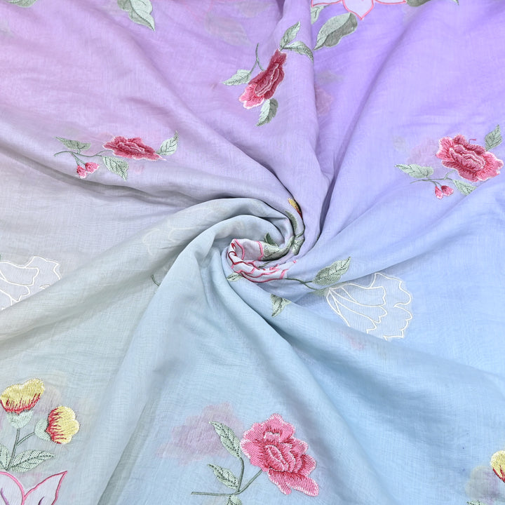 Shaded Mul Chanderi Thread Embroidery Fabric GP4327-3
