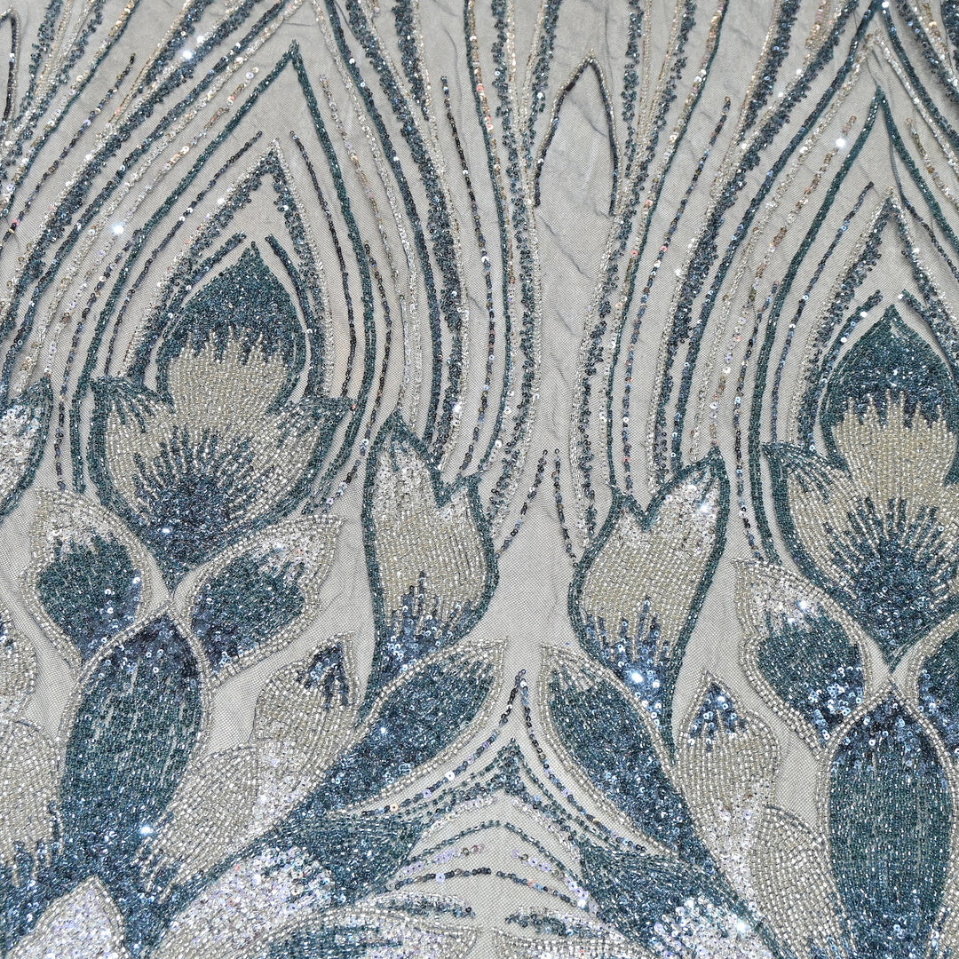 Imported Heavy Sequin & Bead Embroidery Fabric | AF6808-04