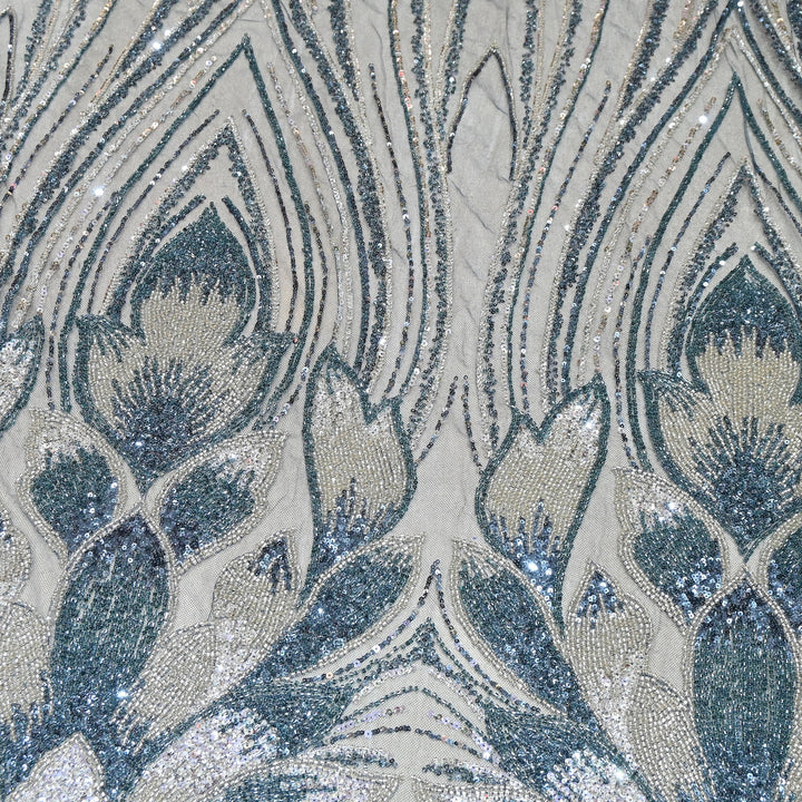 Imported Heavy Sequin & Bead Embroidery Fabric | AF6808-04