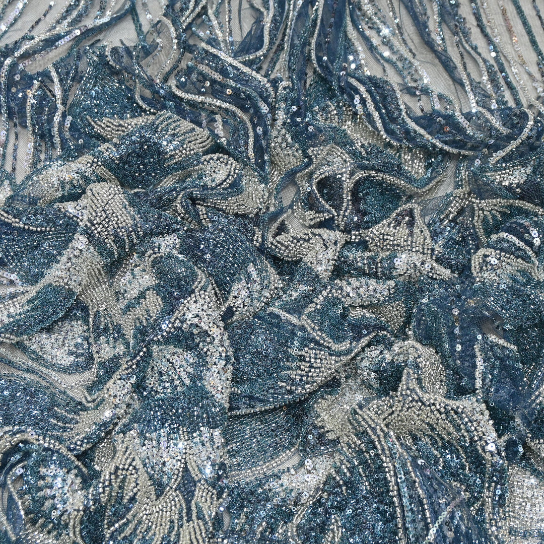 Imported Heavy Sequin & Bead Embroidery Fabric | AF6808-04