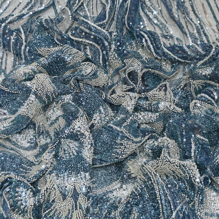 Imported Heavy Sequin & Bead Embroidery Fabric | AF6808-04