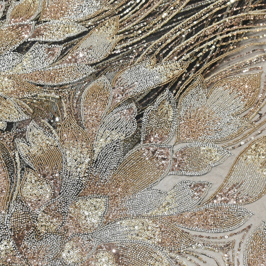 Imported Heavy Sequin & Bead Embroidery Fabric | AF6808-03