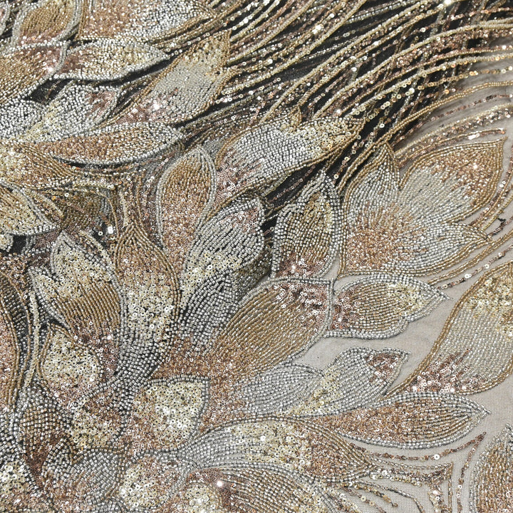 Imported Heavy Sequin & Bead Embroidery Fabric | AF6808-03