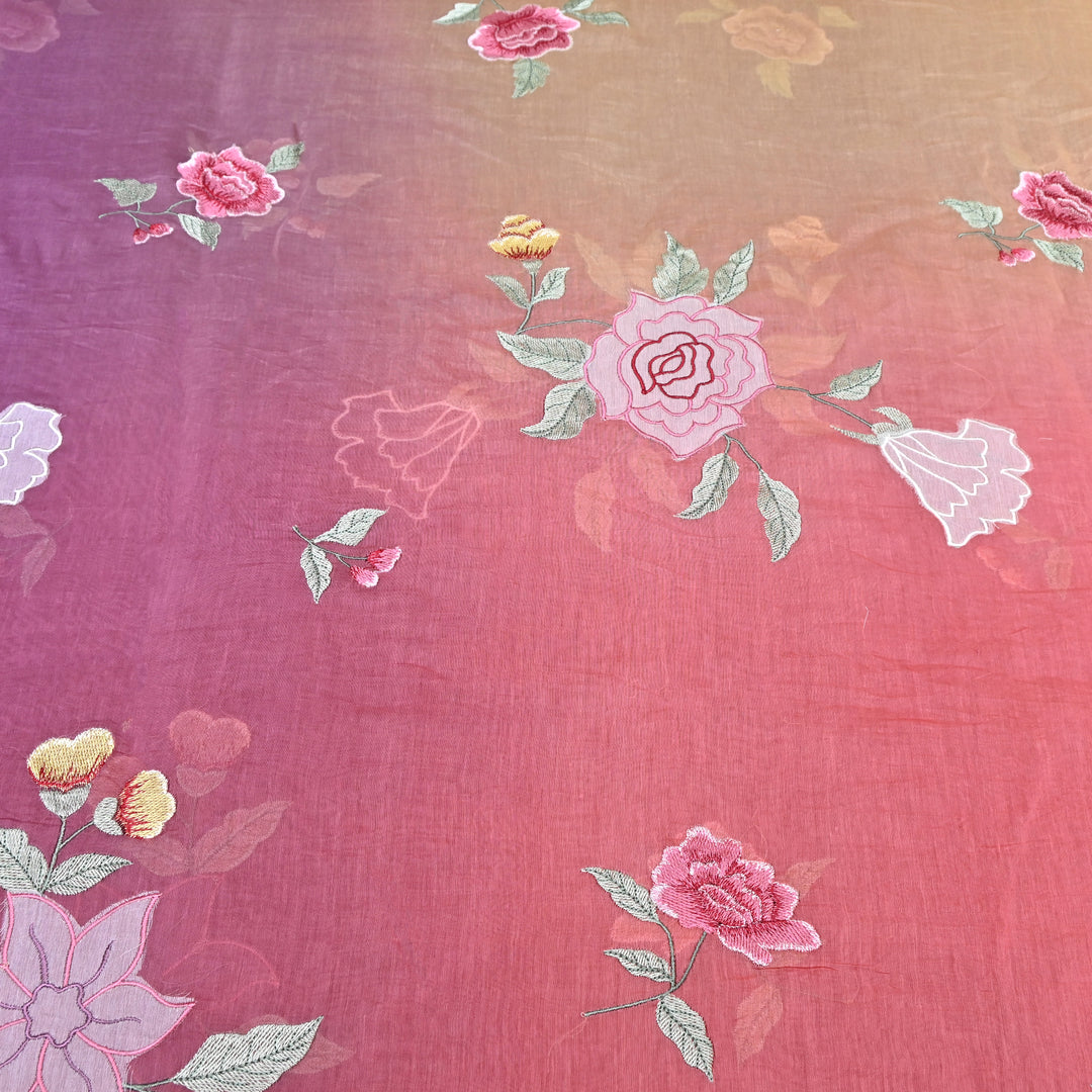 Shaded Mul Chanderi Thread Embroidery Fabric GP4327-6