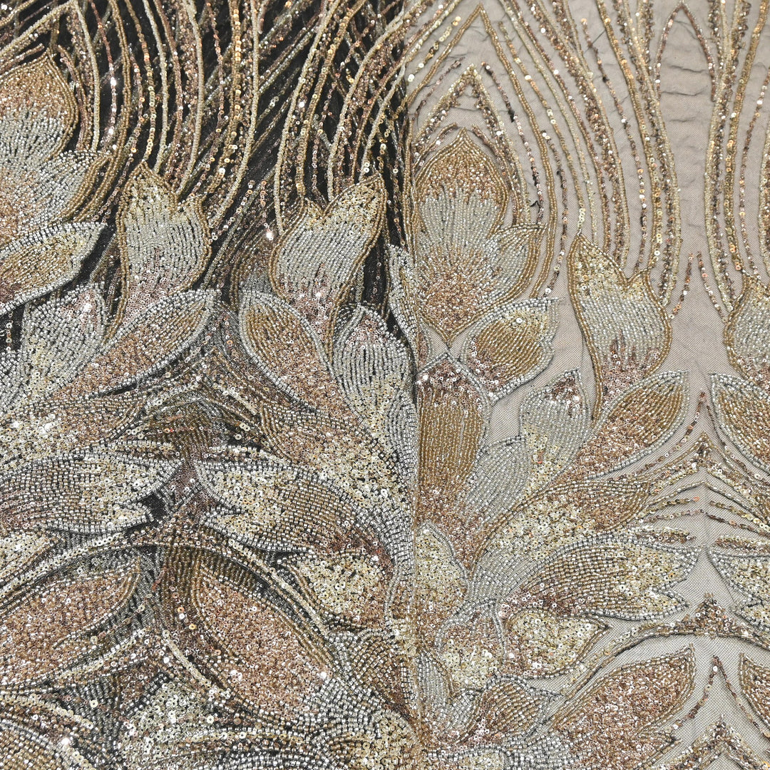 Imported Heavy Sequin & Bead Embroidery Fabric | AF6808-03