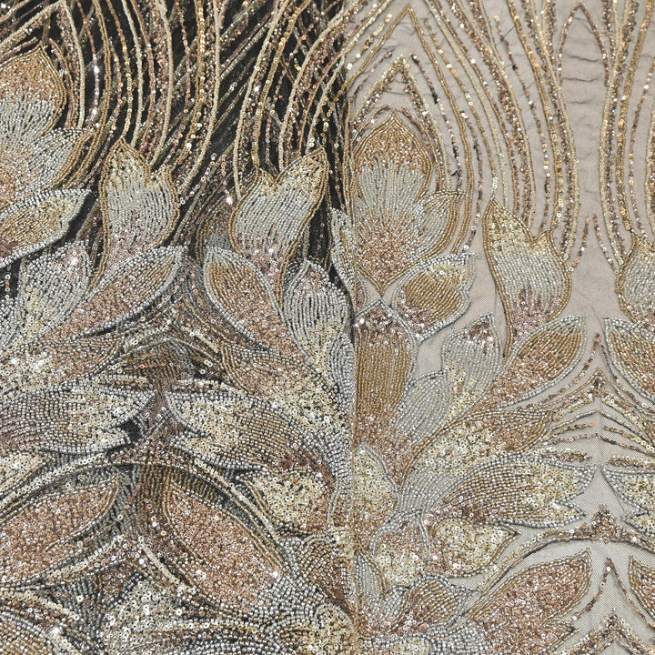 Imported Heavy Sequin & Bead Embroidery Fabric | AF6808-03