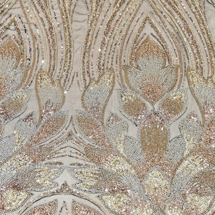 Imported Heavy Sequin & Bead Embroidery Fabric | AF6808-03