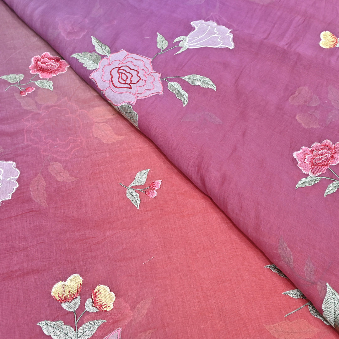 Shaded Mul Chanderi Thread Embroidery Fabric GP4327-6