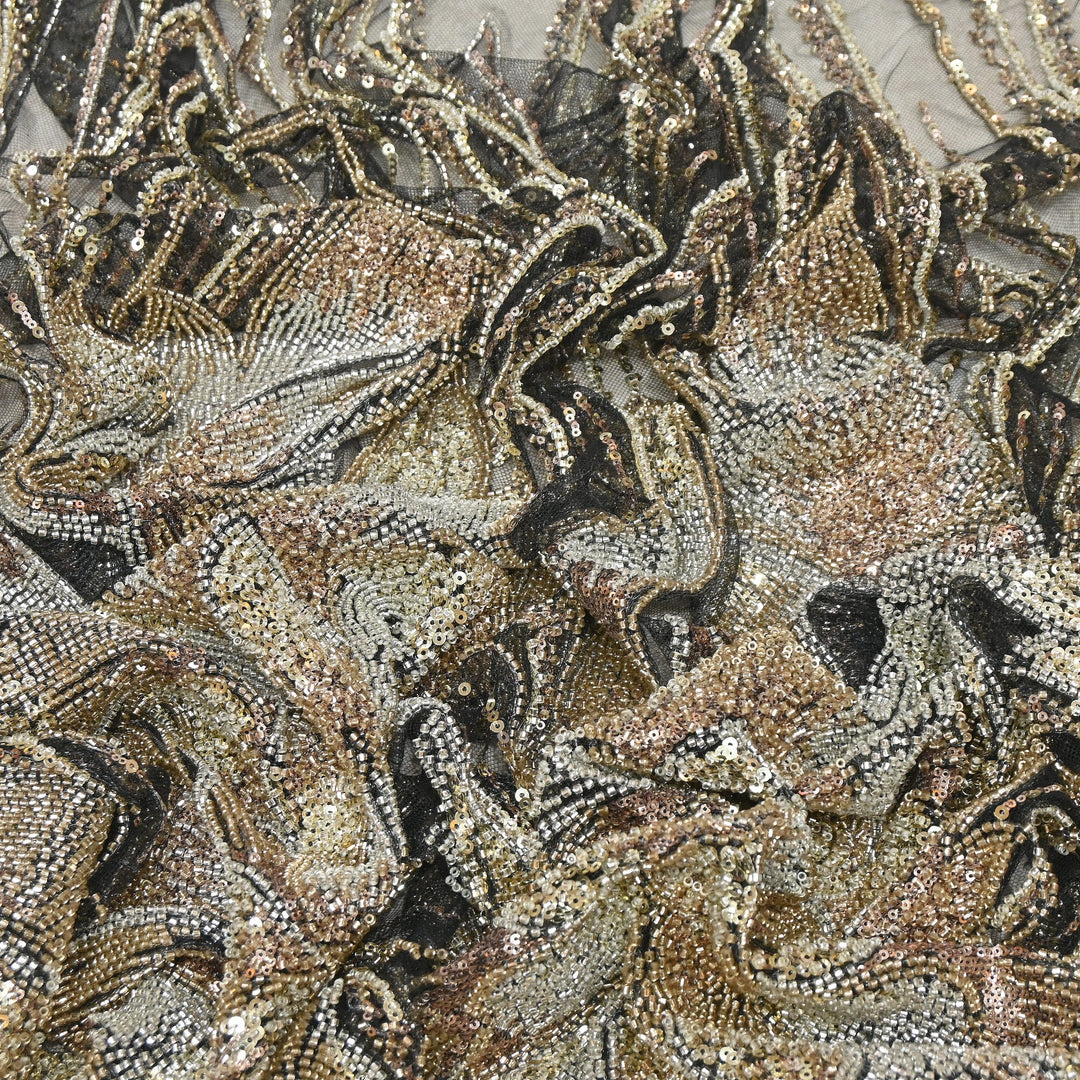 Imported Heavy Sequin & Bead Embroidery Fabric | AF6808-03