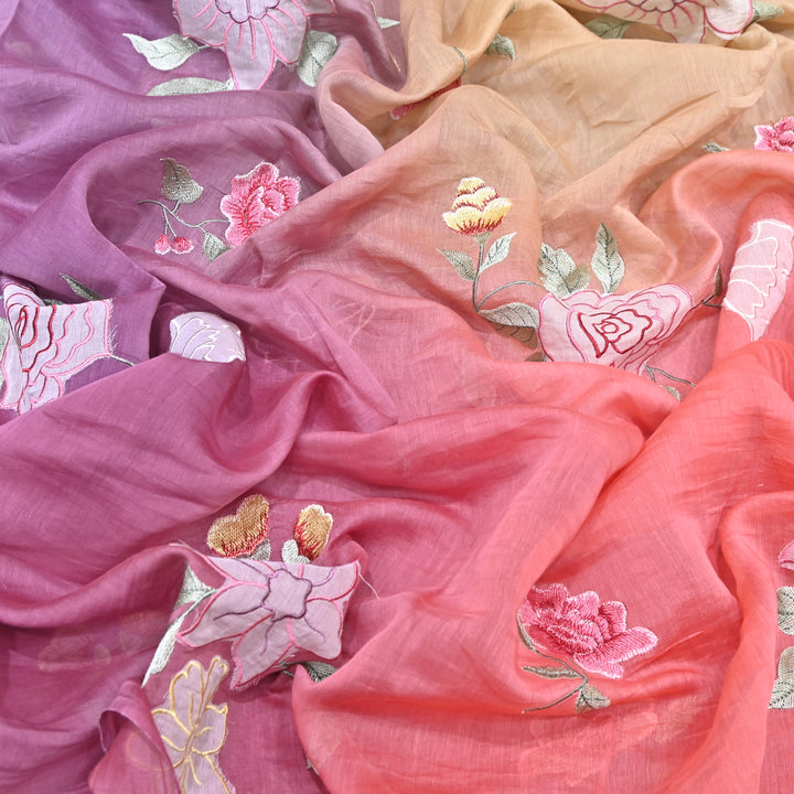 Shaded Mul Chanderi Thread Embroidery Fabric GP4327-6