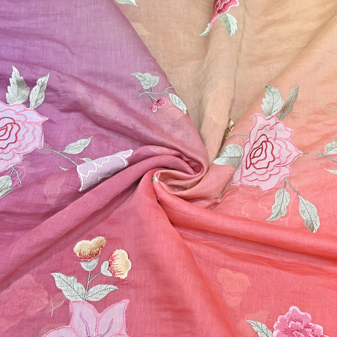 Shaded Mul Chanderi Thread Embroidery Fabric GP4327-6