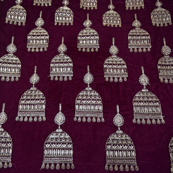 Velvet Zari With Sequins Embroidery Fabrics