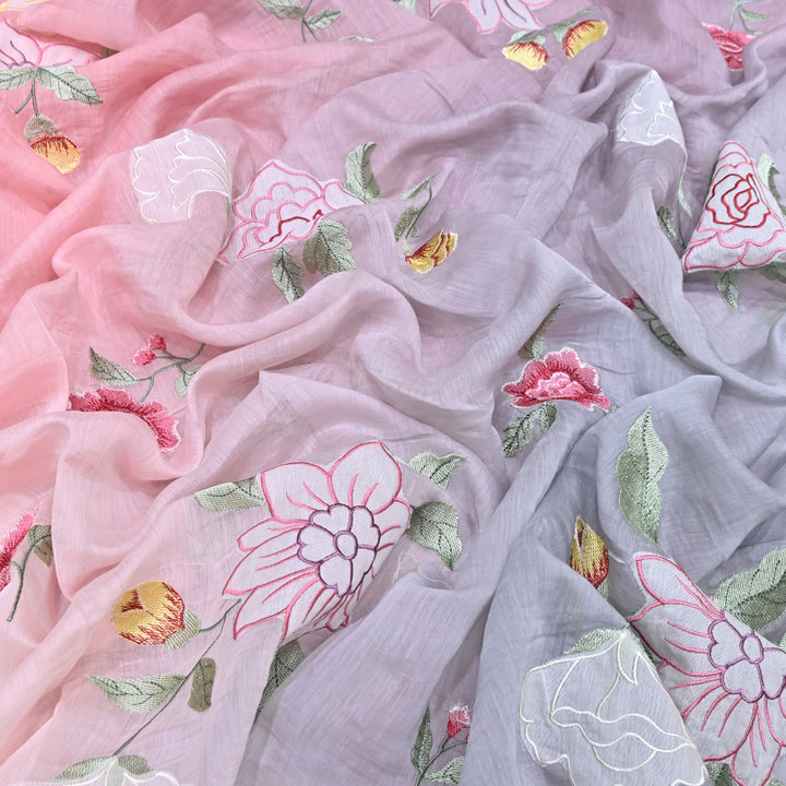Shaded Mul Chanderi Thread Embroidery Fabric GP4327-4