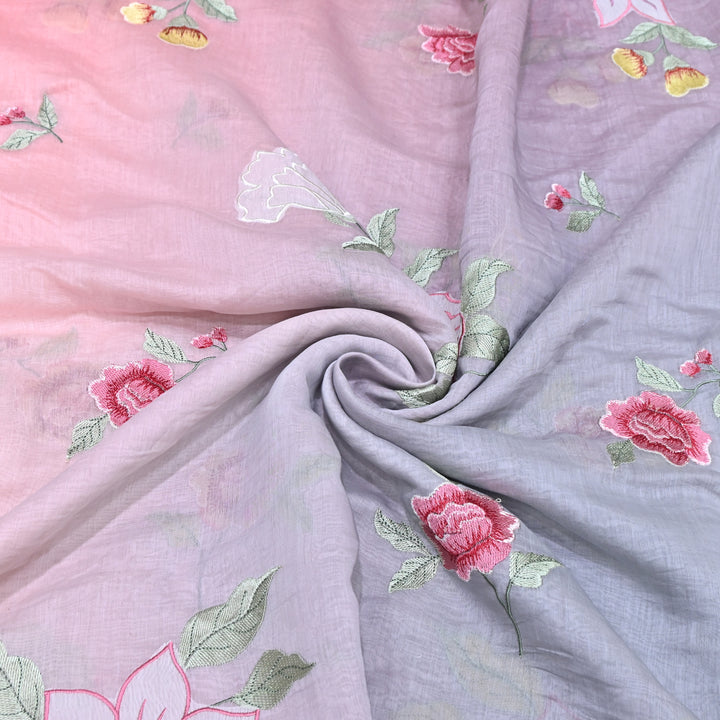 Shaded Mul Chanderi Thread Embroidery Fabric GP4327-4