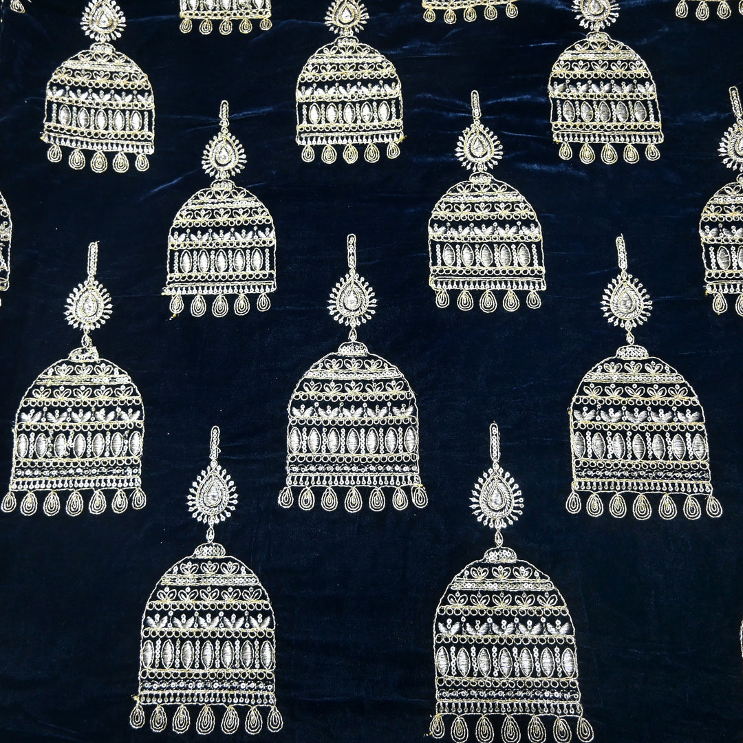 Velvet Zari With Sequins Embroidery Fabrics