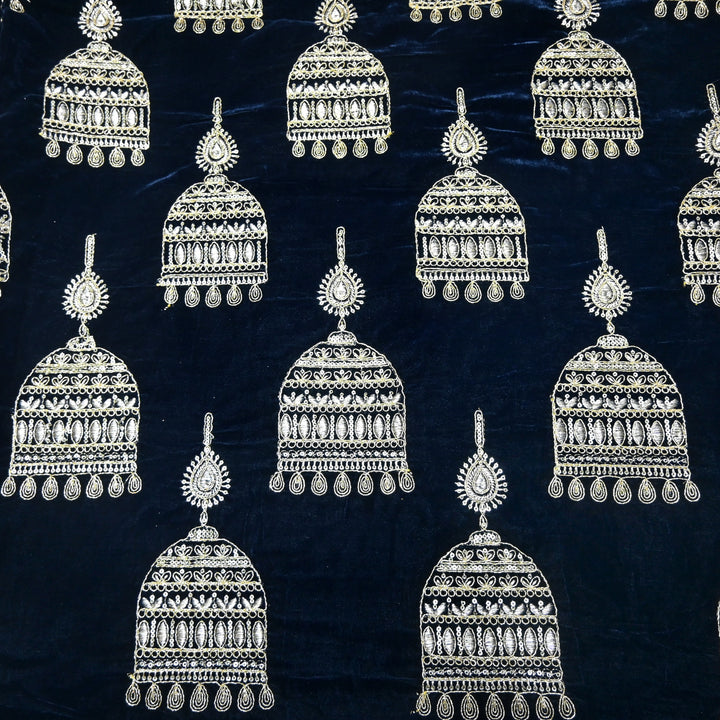 Velvet Zari With Sequins Embroidery Fabrics