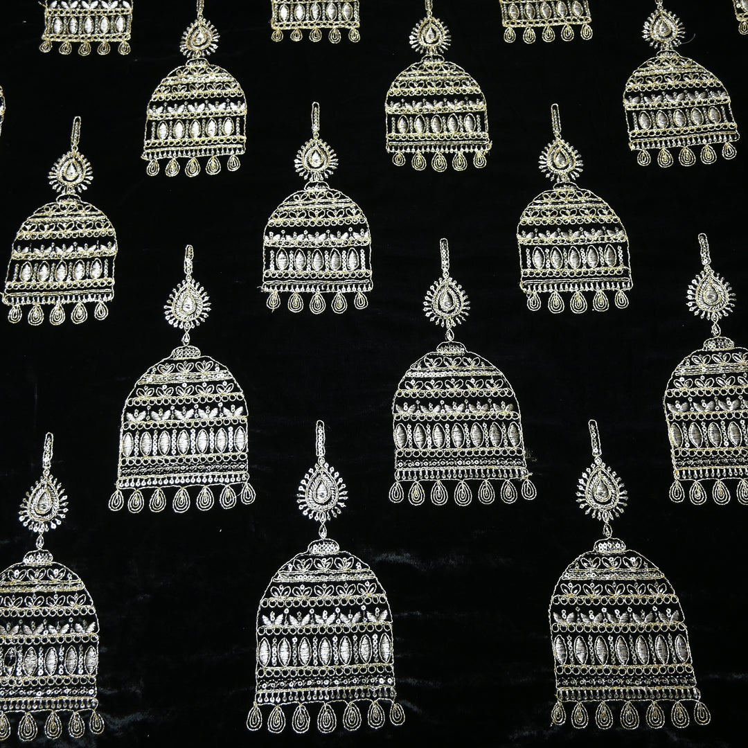 Velvet Zari With Sequins Embroidery Fabrics