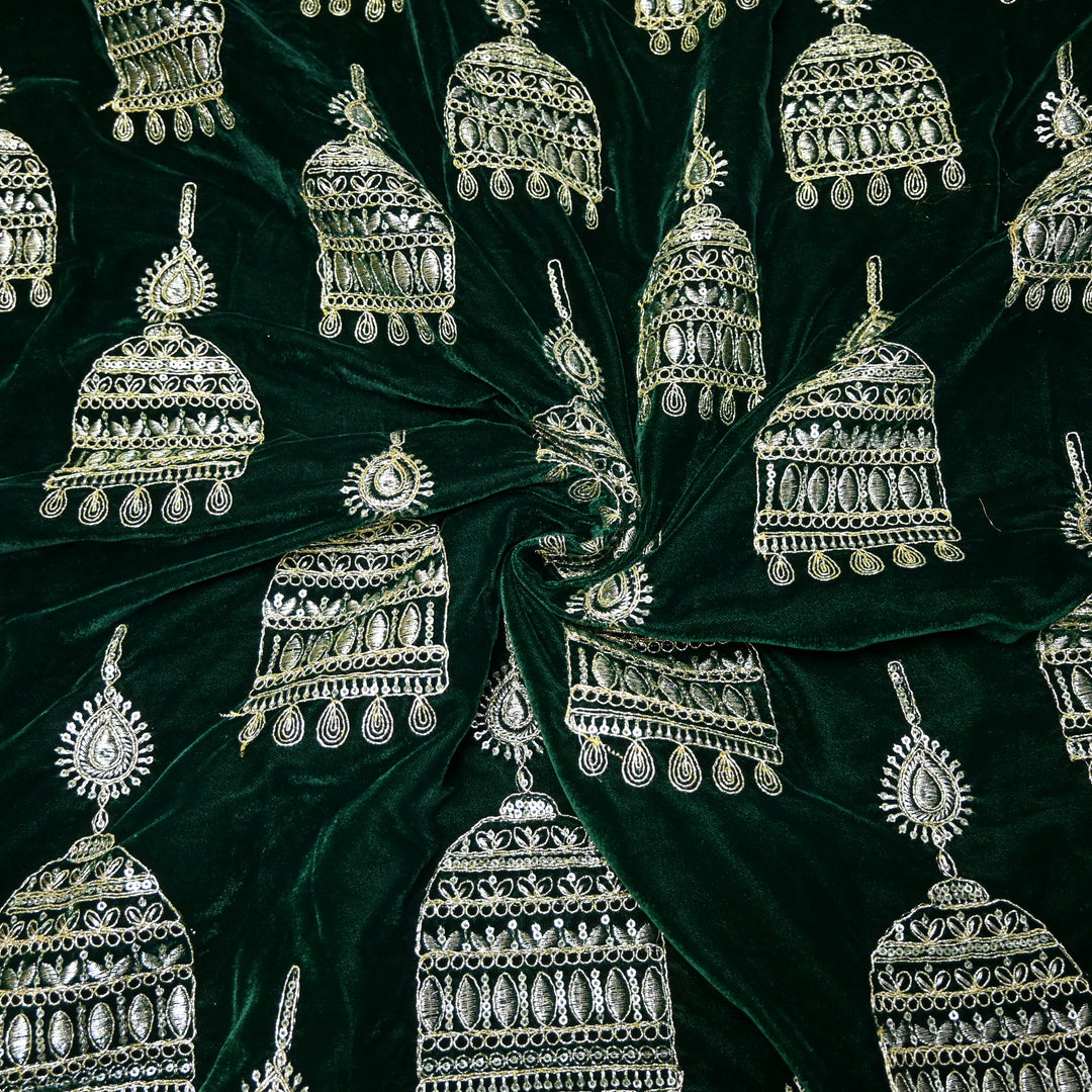 Velvet Zari With Sequins Embroidery Fabrics