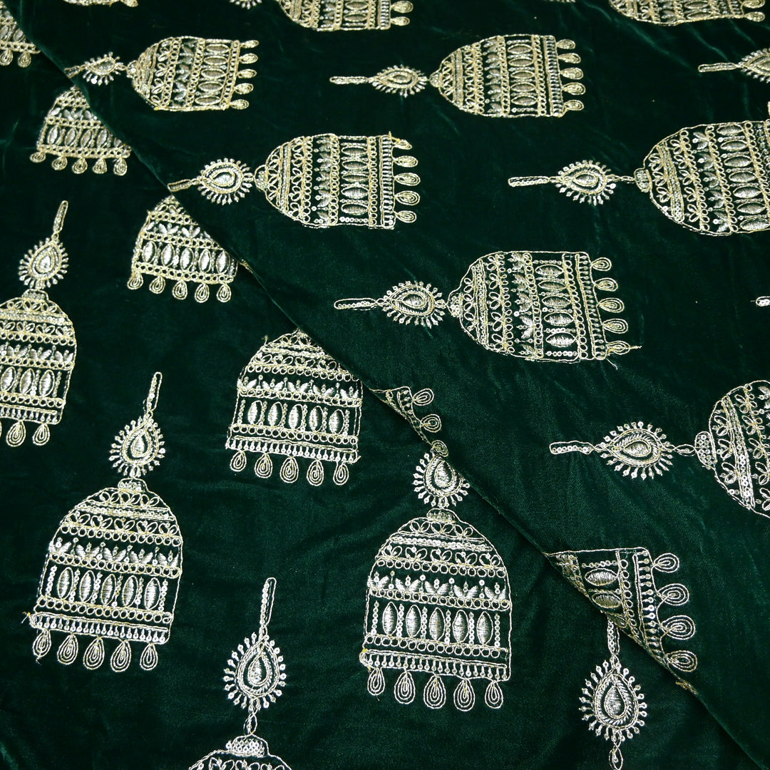 Velvet Zari With Sequins Embroidery Fabrics