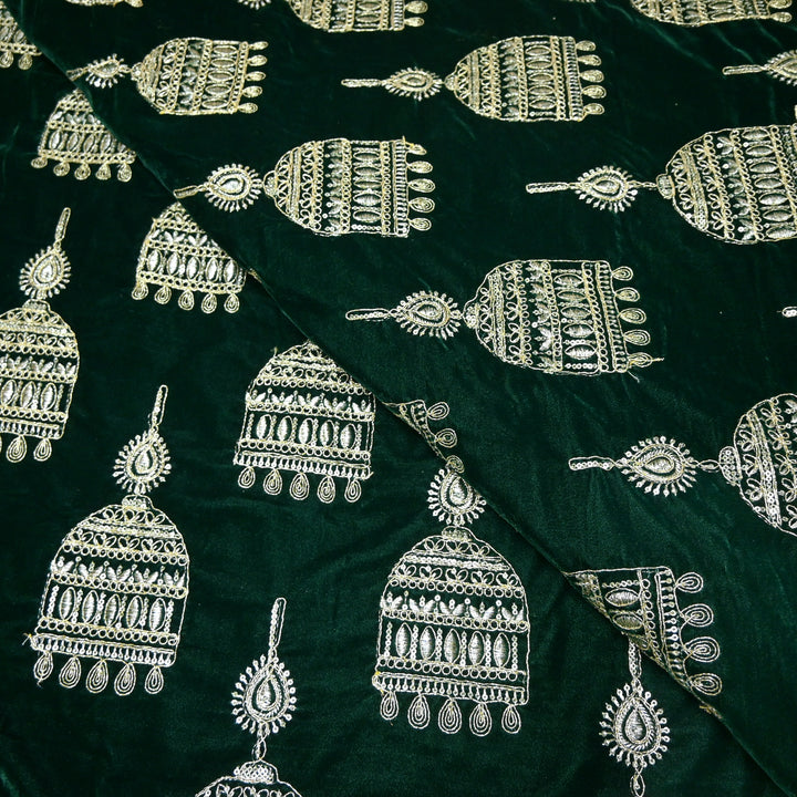 Velvet Zari With Sequins Embroidery Fabrics