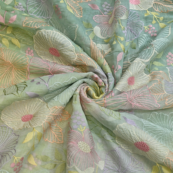 Shaded Mul Chanderi Thread Embroidery Fabric - GP4122B-1