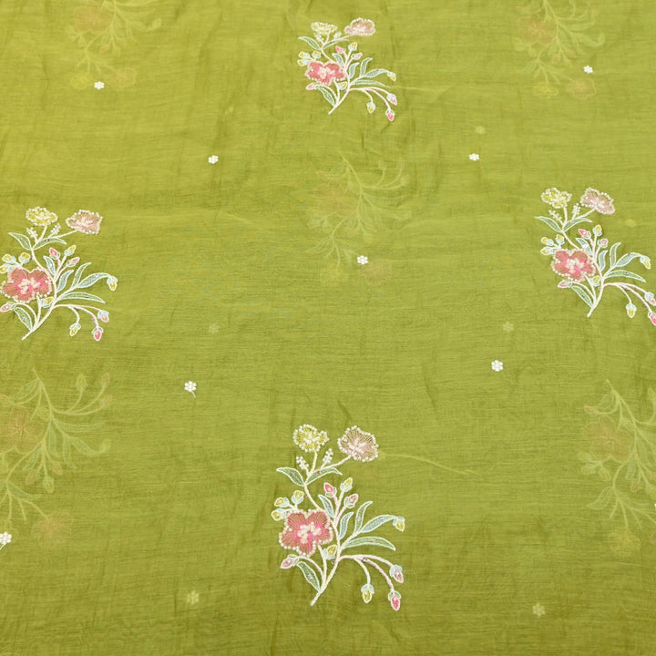Mul Chanderi Thread Sequins & Moti Embroidery Fabric 44" – Elegant Designer Summer Fabric V2058C-3