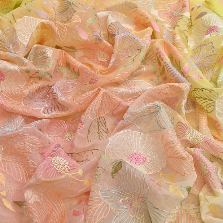Shaded Mul Chanderi Thread Embroidery Fabric - GP4122B-2