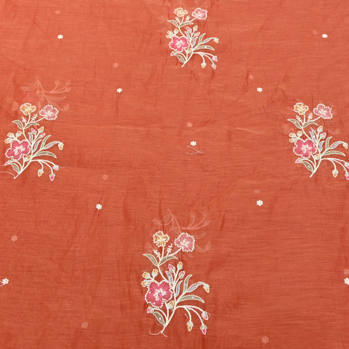 Mul Chanderi Thread Sequins & Moti Embroidery Fabric 44" – Elegant Designer Summer Fabric V2058C-4