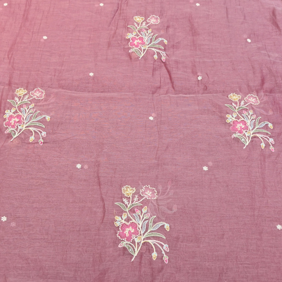 Mul Chanderi Thread Sequins & Moti Embroidery Fabric 44" – Elegant Designer Summer Fabric V2058C-5