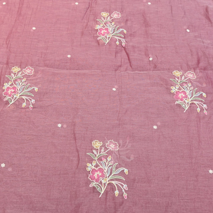 Mul Chanderi Thread Sequins & Moti Embroidery Fabric 44" – Elegant Designer Summer Fabric V2058C-5