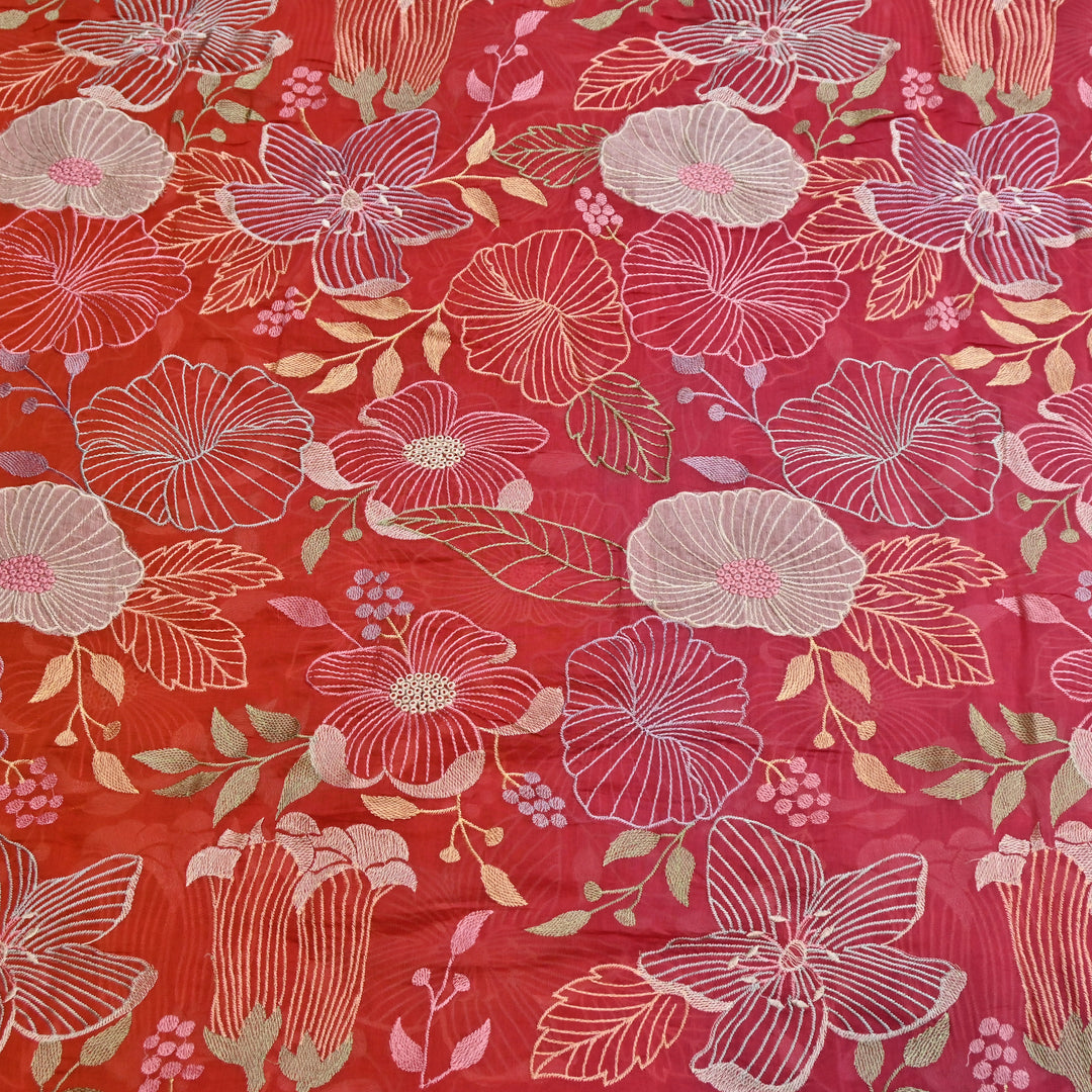 Shaded Mul Chanderi Thread Embroidery Fabric - GP4122B-7