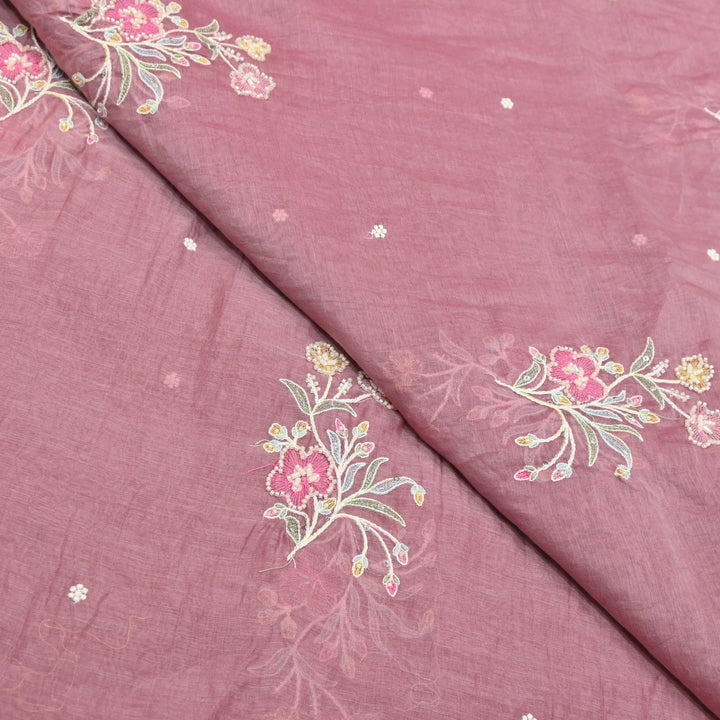 Mul Chanderi Thread Sequins & Moti Embroidery Fabric 44" – Elegant Designer Summer Fabric V2058C-5