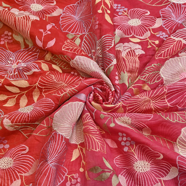 Shaded Mul Chanderi Thread Embroidery Fabric - GP4122B-7