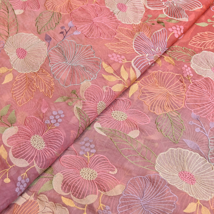 Shaded Mul Chanderi Thread Embroidery Fabric - GP4122B-5