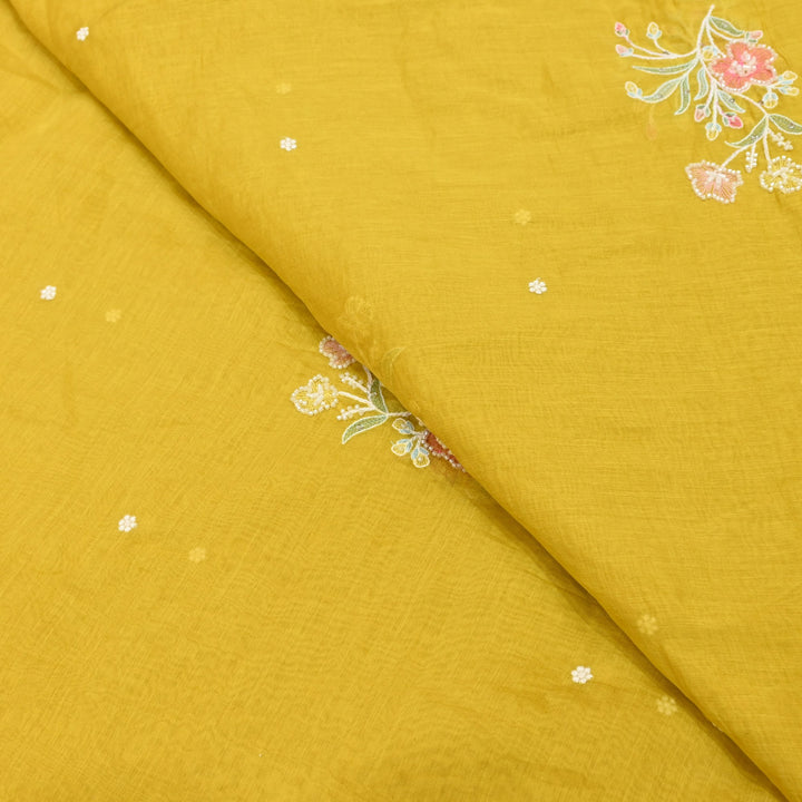 Mul Chanderi Thread Sequins & Moti Embroidery Fabric 44" – Elegant Designer Summer Fabric V2058C-1