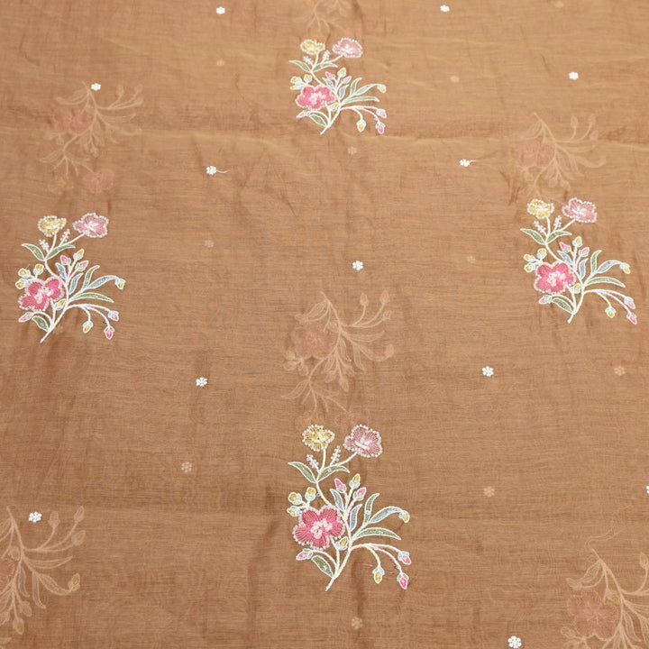 Mul Chanderi Thread Sequins & Moti Embroidery Fabric 44" – Elegant Designer Summer Fabric V2058C-2