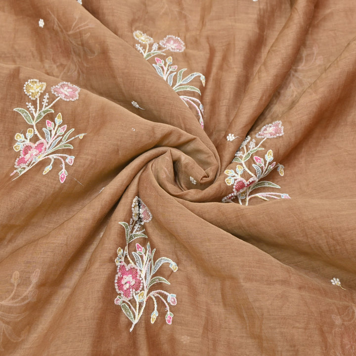 Mul Chanderi Thread Sequins & Moti Embroidery Fabric 44" – Elegant Designer Summer Fabric V2058C-2