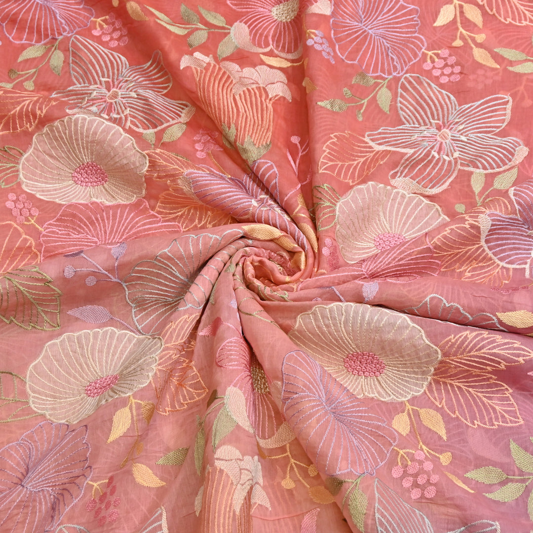 Shaded Mul Chanderi Thread Embroidery Fabric - GP4122B-5