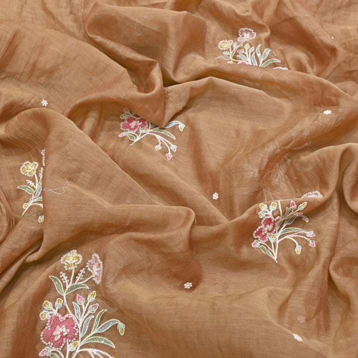 Mul Chanderi Thread Sequins & Moti Embroidery Fabric 44" – Elegant Designer Summer Fabric V2058C-2