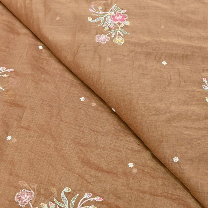 Mul Chanderi Thread Sequins & Moti Embroidery Fabric 44" – Elegant Designer Summer Fabric V2058C-2