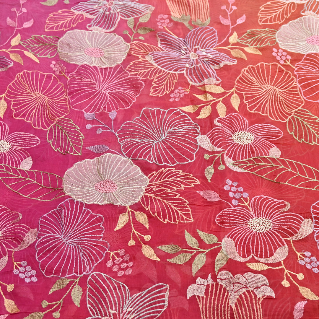 Shaded Mul Chanderi Thread Embroidery Fabric - GP4122B-4