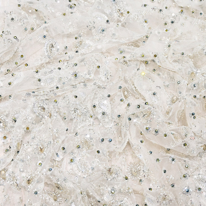 Imported Heavy Sequins, Cutdana & Stone Net Embroidery Fabric 60" | AF6805-01