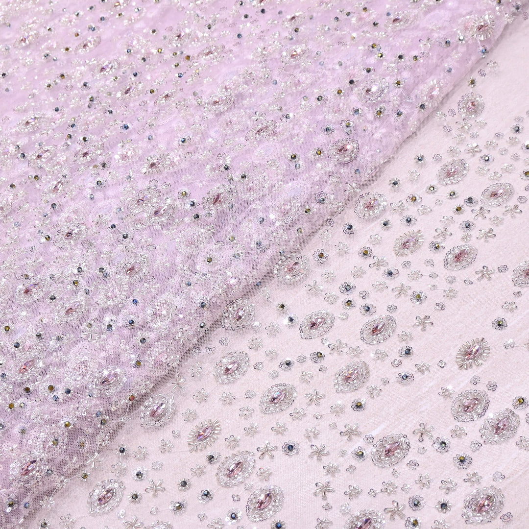 Imported Heavy Sequins, Cutdana & Stone Net Embroidery Fabric 60" | AF6805-02