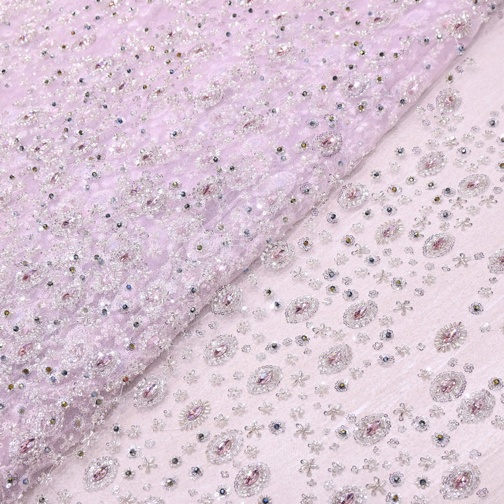 Imported Heavy Sequins, Cutdana & Stone Net Embroidery Fabric 60" | AF6805-02