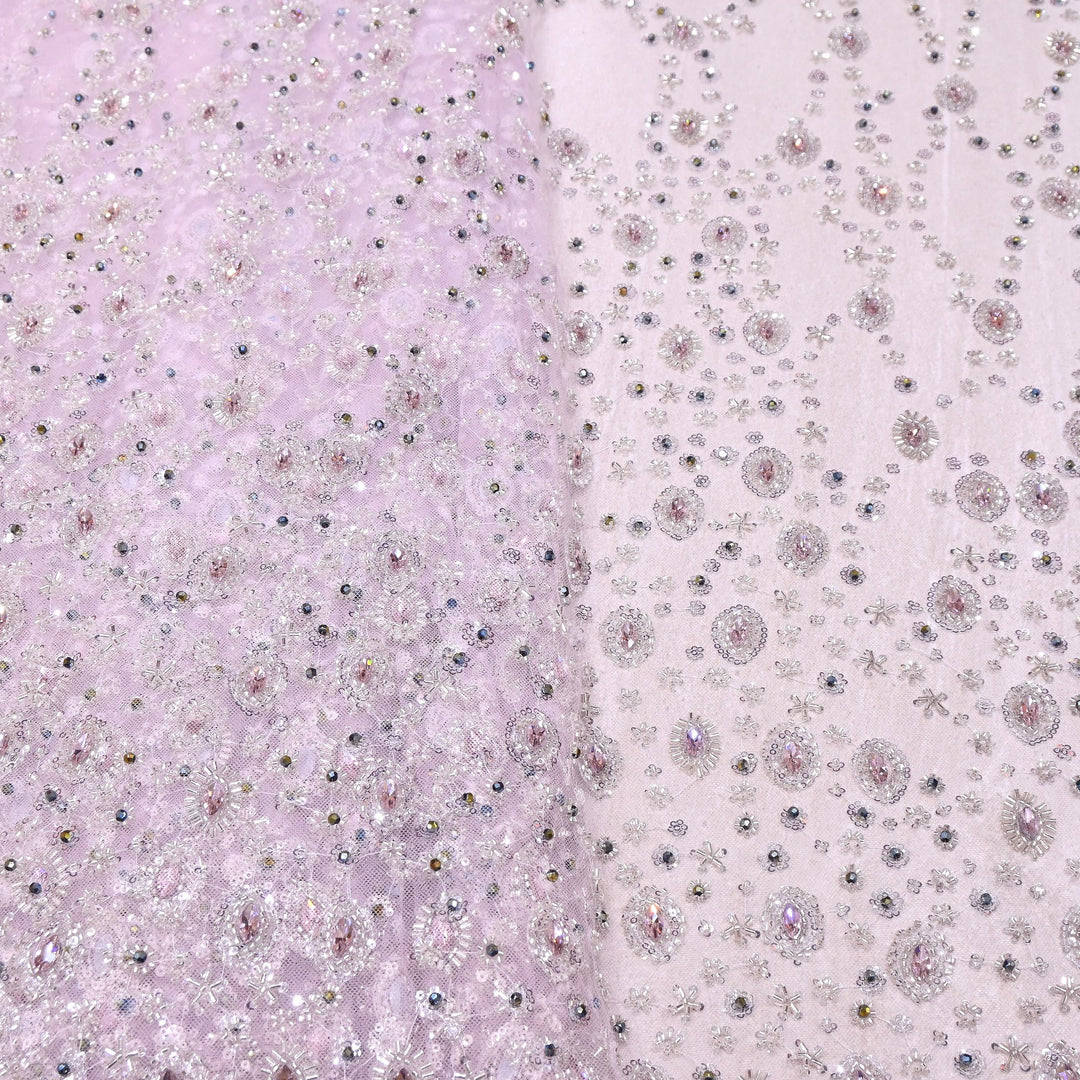 Imported Heavy Sequins, Cutdana & Stone Net Embroidery Fabric 60" | AF6805-02